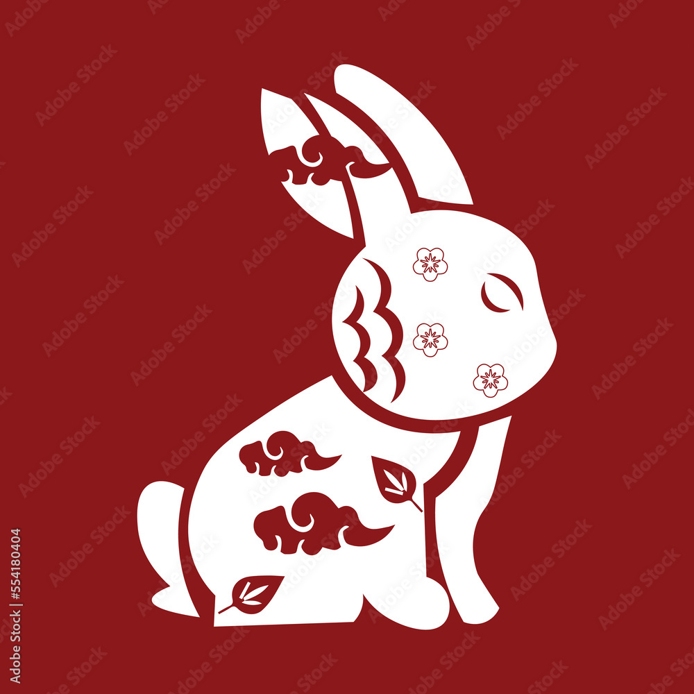 红色背景的中国新年兔子