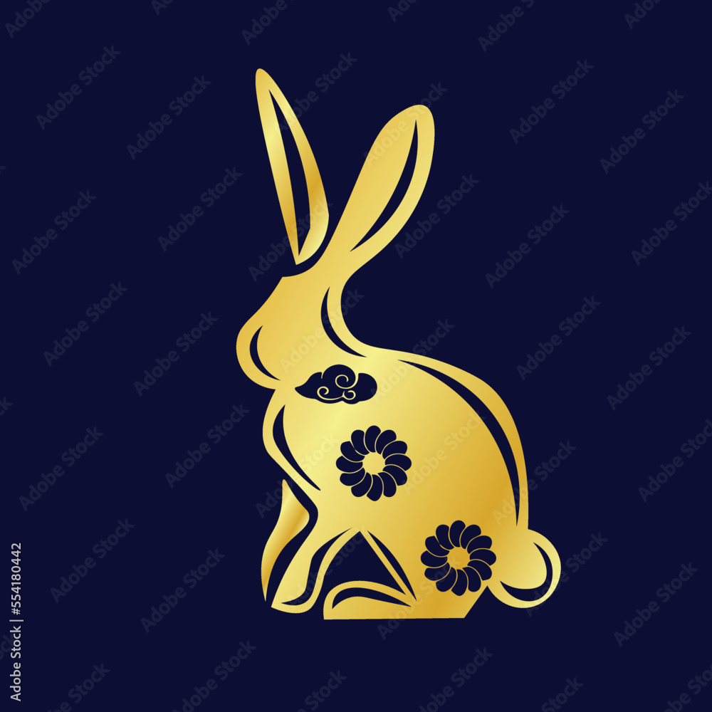 Chinese New Year bunny on blue background