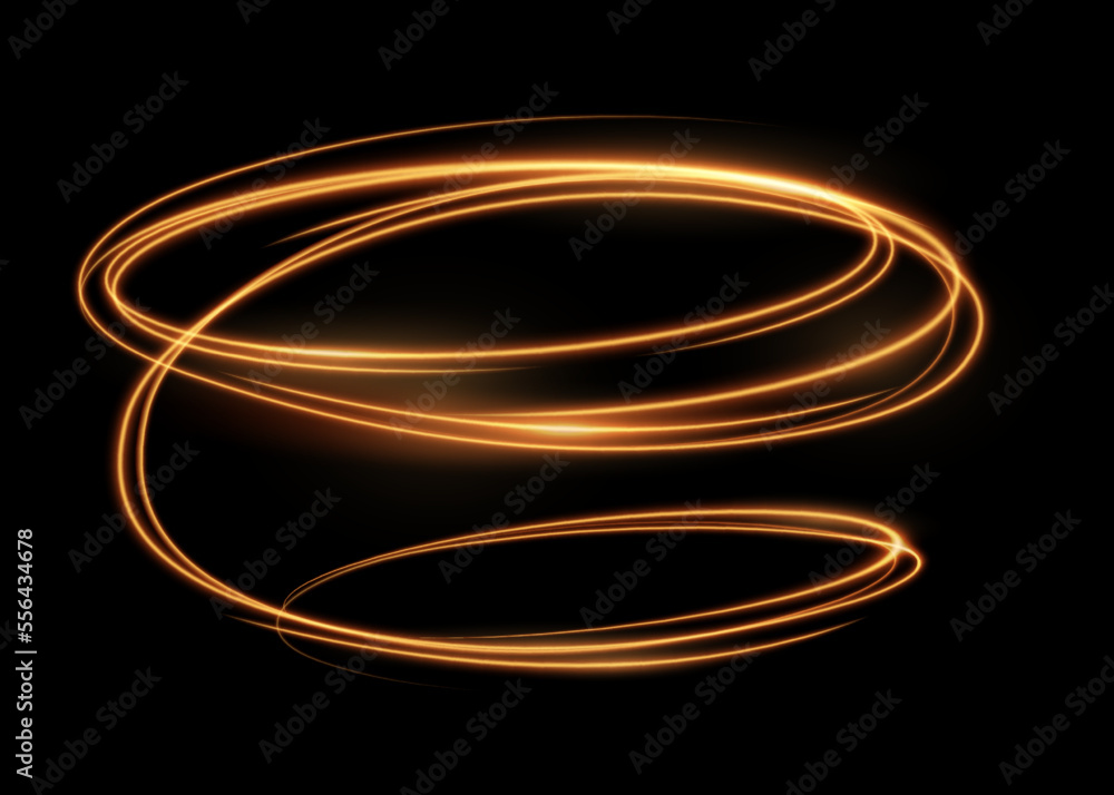 Glowing shiny spiral line effect, glowing abstract light speed motion effect. Light painting magic g