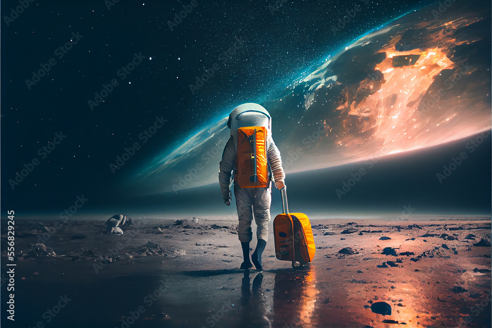 Illustration of astronaut travel to other planet, Generative Ai