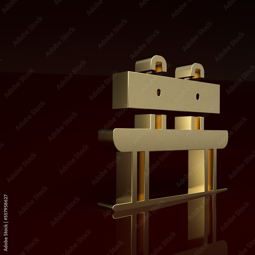 金长椅图标孤立在棕色背景上。极简主义概念。3D渲染插图