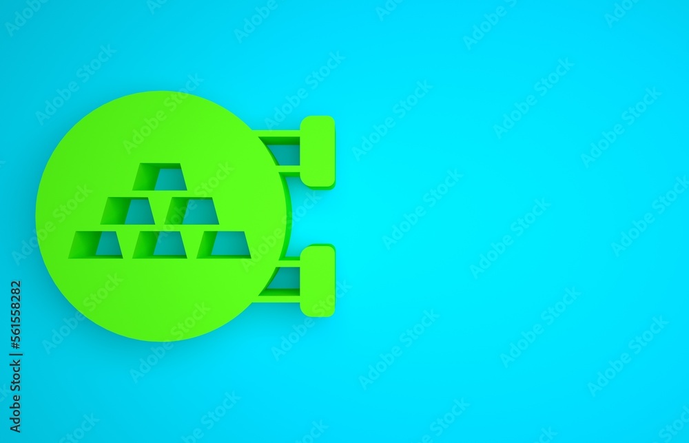 Green Jewelry store icon isolated on blue background. Minimalism concept. 3D render illustration