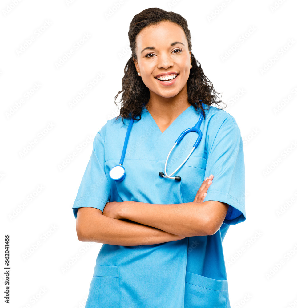 PNG of a young female nurse posing isolated on a PNG background.