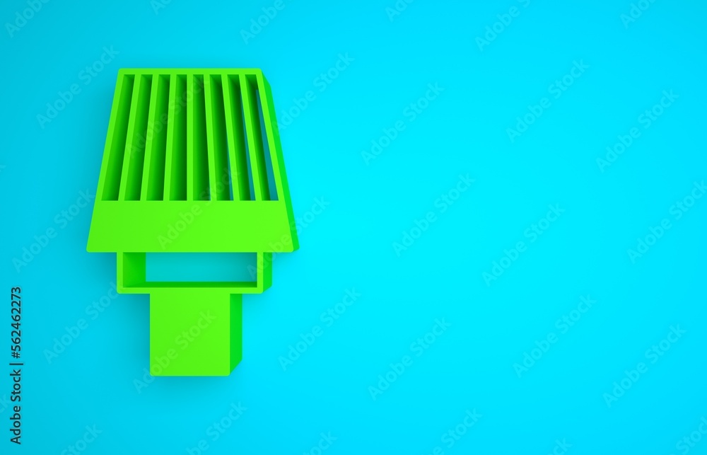 Green Car air filter icon isolated on blue background. Automobile repair service symbol. Minimalism 