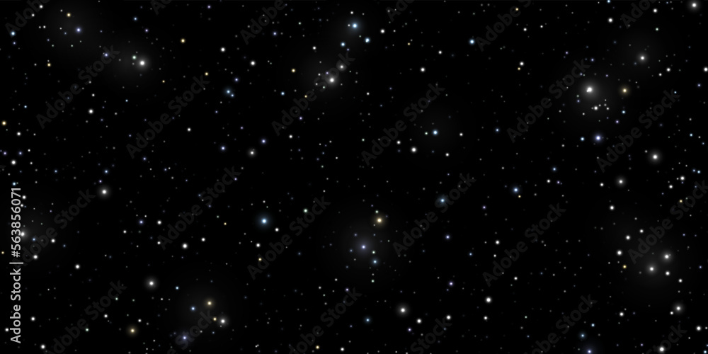 夜空中明亮恒星的宽背景。矢量