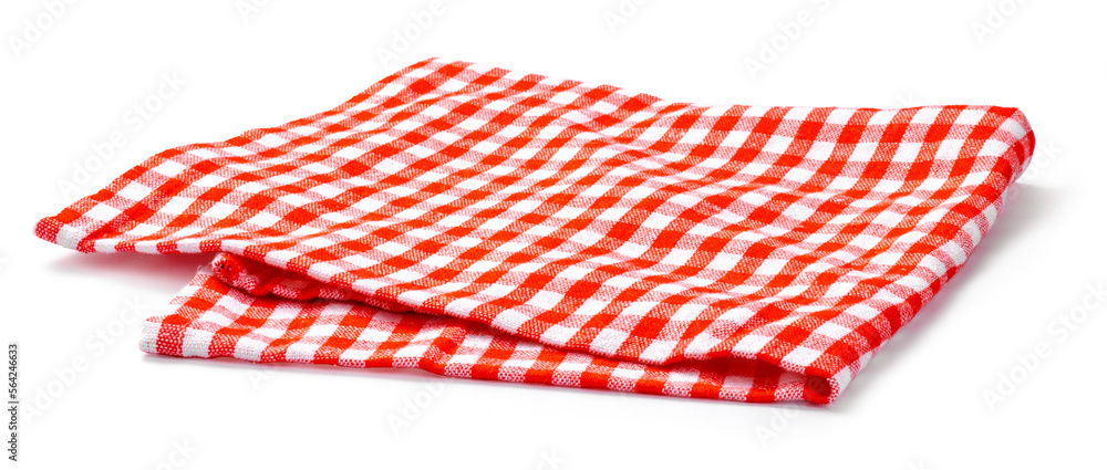 桌布厨房隔离。白底红色餐巾。