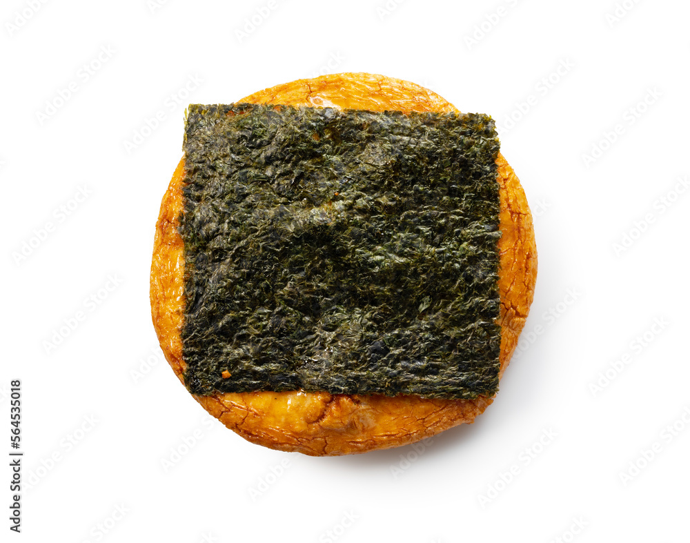 Nori crackers placed on a white background.