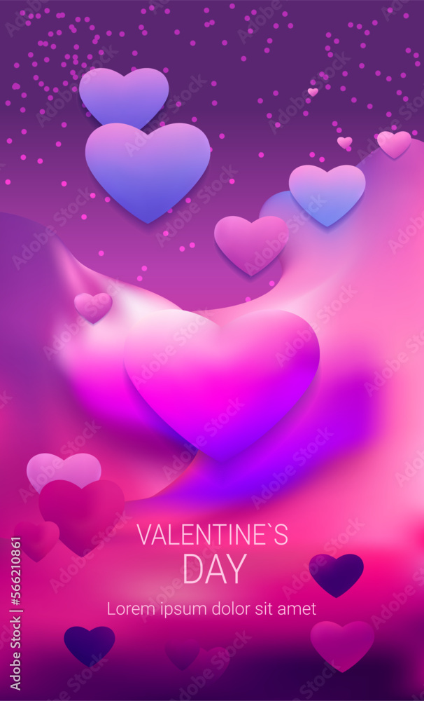 love hearts happy valentine day holiday celebration concept vertical