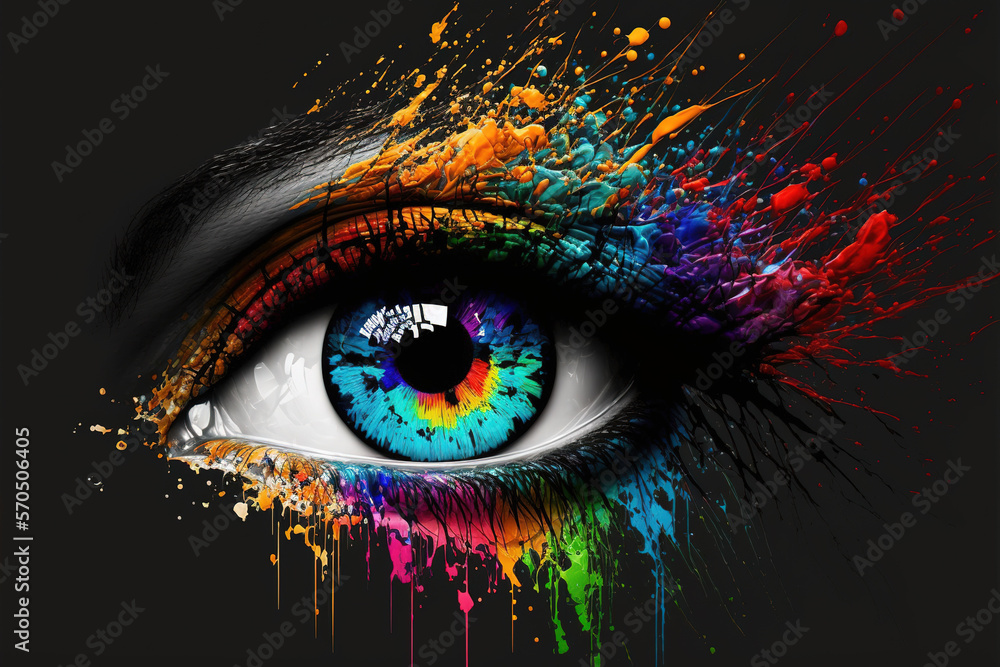 Abstract woman eye watercolor splash art, beautiful graphic design in style of contemporary water co