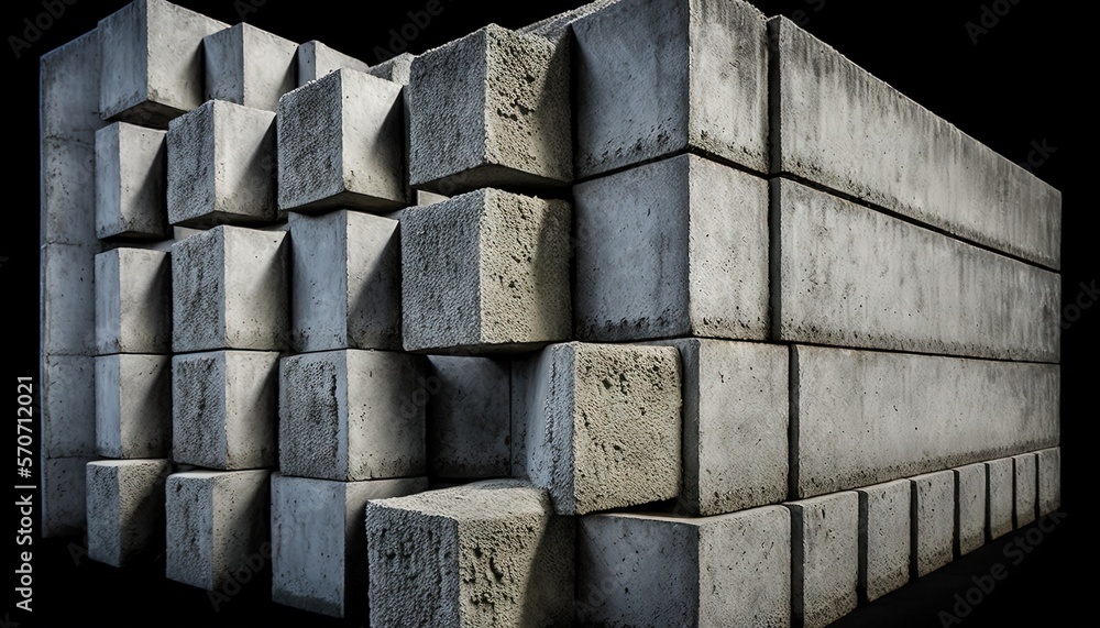  a bunch of cement blocks stacked on top of each other on a black background with a black background