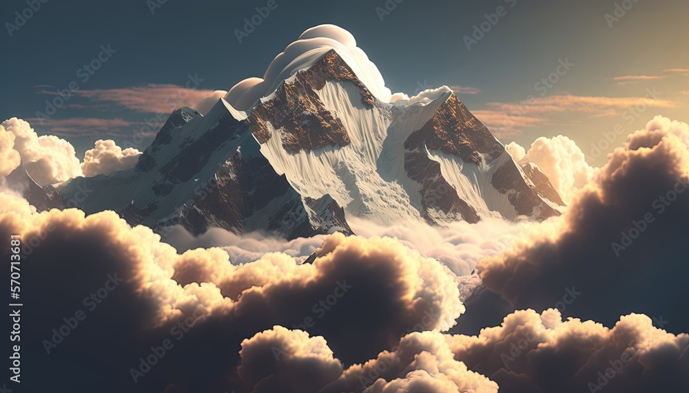  a mountain covered in clouds with a sky in the background with a few clouds in the foreground and a