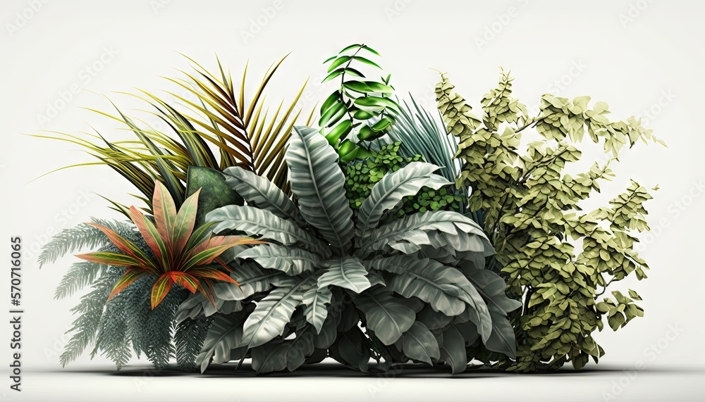  a group of different types of plants on a white background with a white background and a white back