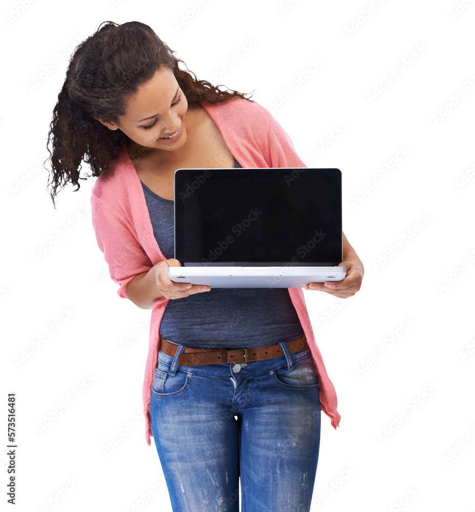A young woman using a latest technology for digital communication or email marketing and wireless co