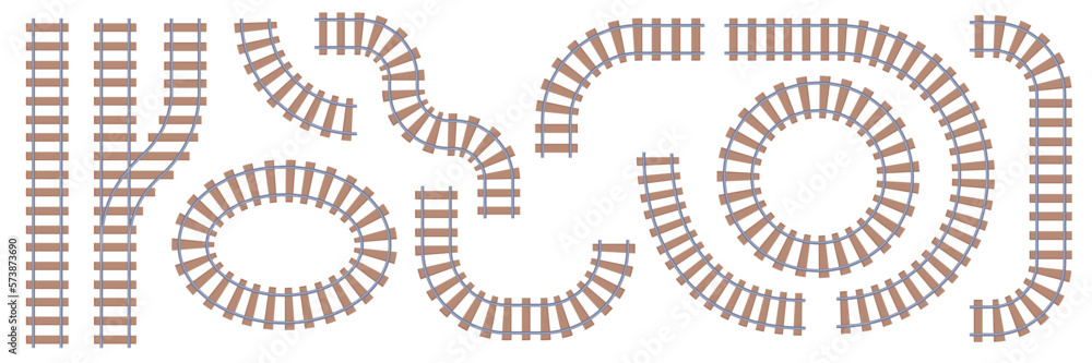 Railway tracks, isolated parts and details of rail road or transport. Train transfer, wooden planks 