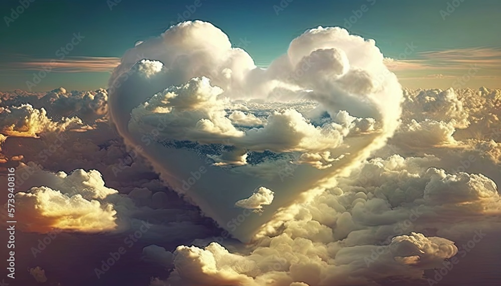  a heart shaped cloud in the sky above the clouds in the shape of a heart.  generative ai