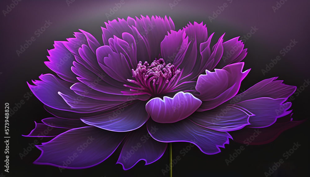  a purple flower with a black background is featured in this image.  generative ai