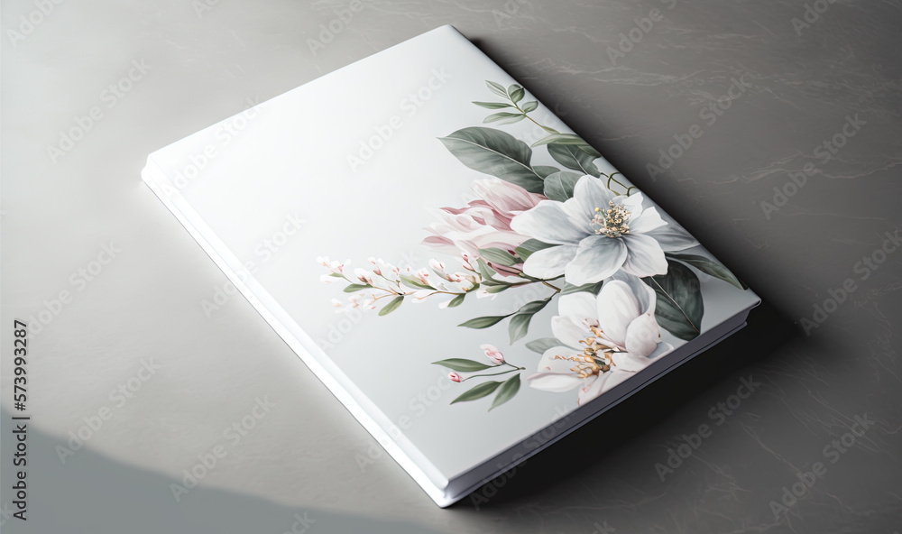  a book with a floral design on the cover of it.  generative ai