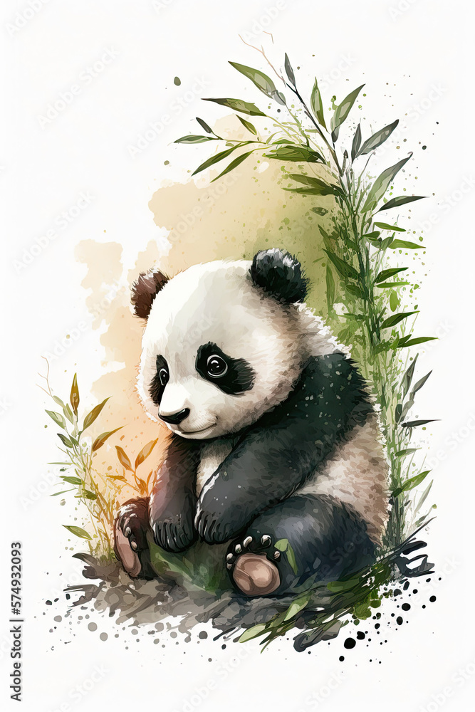 Adorable panda cub poster, generative ai