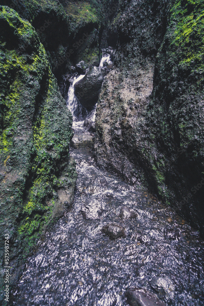 Creek in Raudfeldsgja Cave on Snaefellsnes Peninsula in Iceland