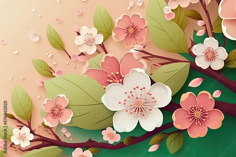 Sakura flower wallpaper. Generative AI
