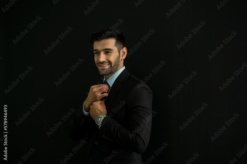 Portrait of a man wearing a suit,Showing confidence and providing stability for employees.