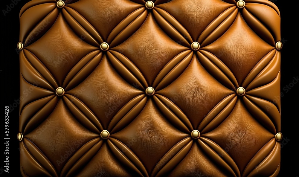  a brown leather texture with rivets and rivets on the back of the leather cushion is a square shape