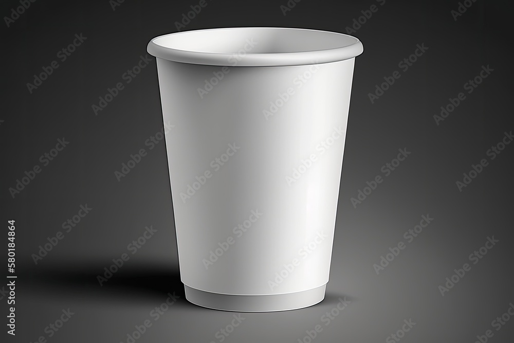 White cup realistically isolated on a translucent backdrop. Mock Up template. a based image. Generat