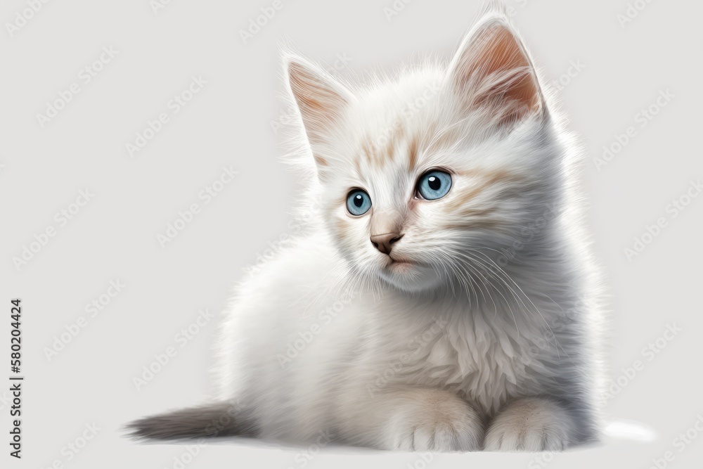 White background with a Thai kitten. Generative AI