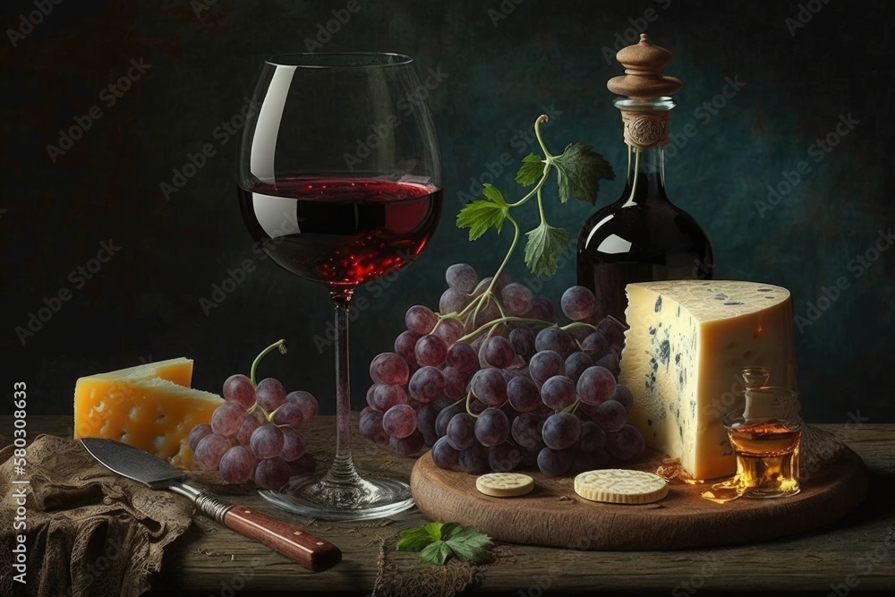 Cheese and fruit go well with a light red wine from a good vintage. Generative AI