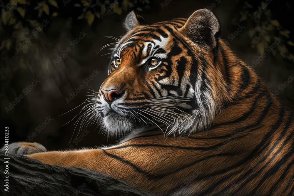 Sumatran tiger (Panthera tigris sumatrae) is a beautiful animal, and a picture of him has been drawn