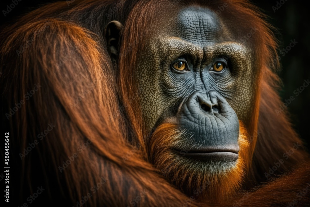 A picture of the well known and rare Sumatran orangutan. One of Indonesias most well known animals 