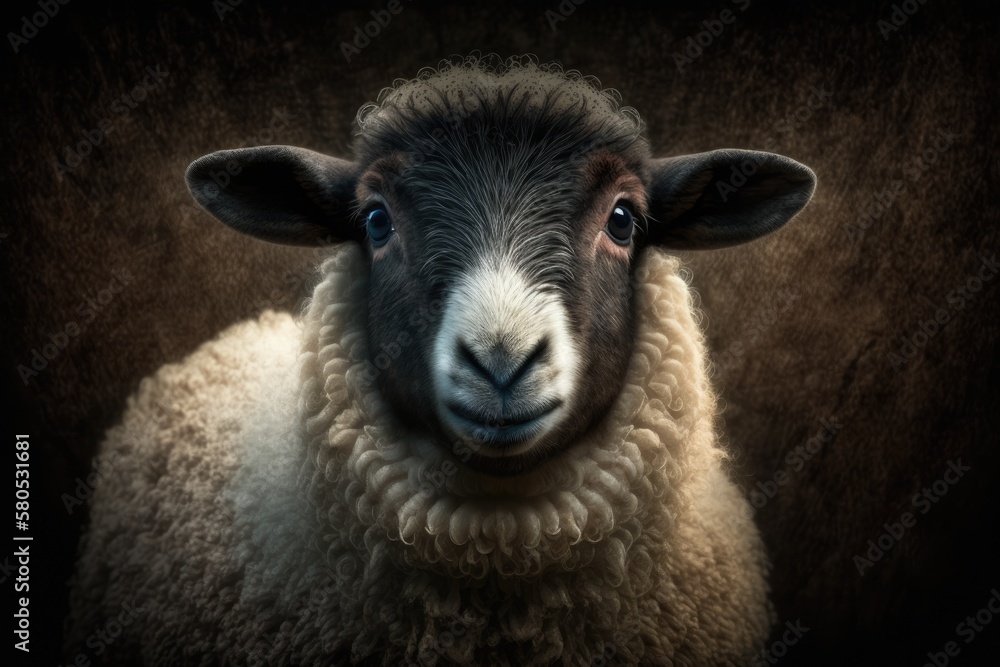 sheep portrait. Animals concept, animal portraits. Generative AI