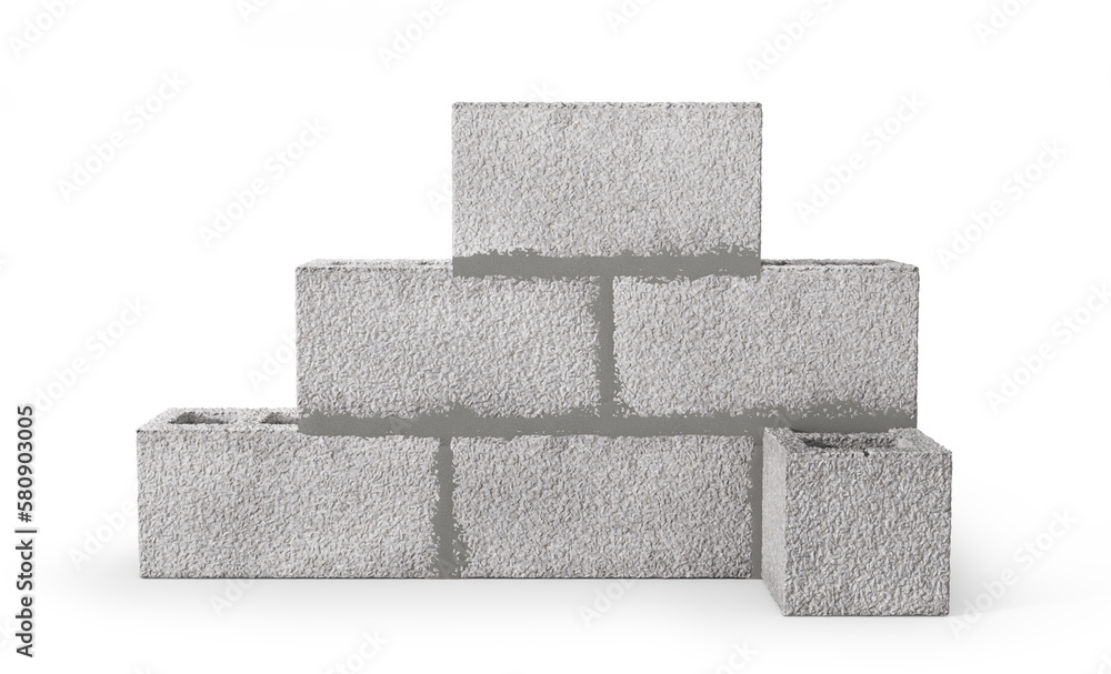 Construction blocks isolated on a white background. 3d illustration