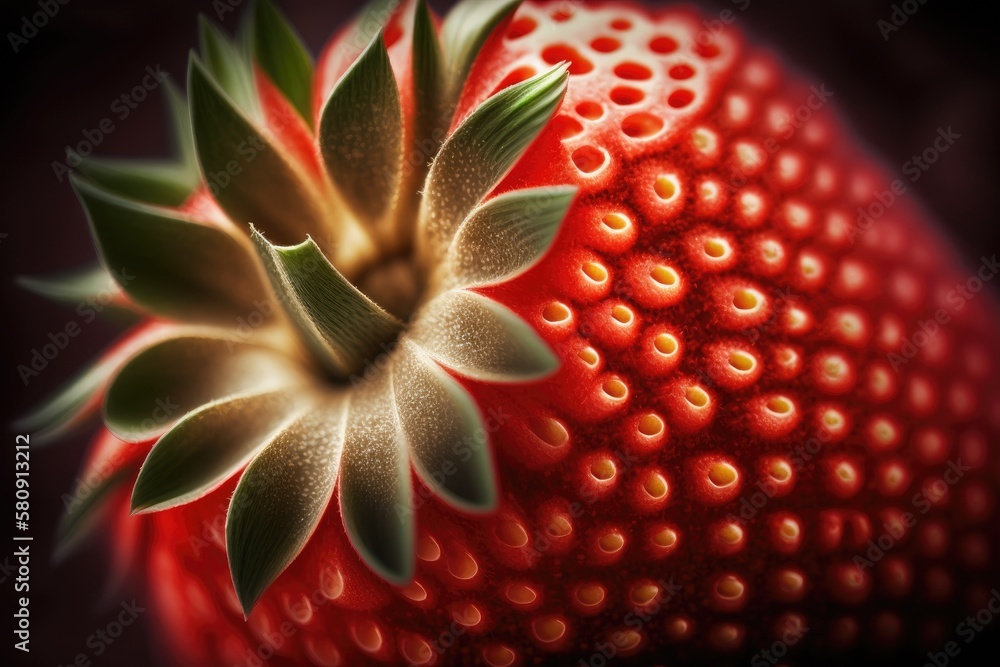 strawberry macro shot of ripe fruit. textures and backgrounds. Vertical image. mature fruit. Generat