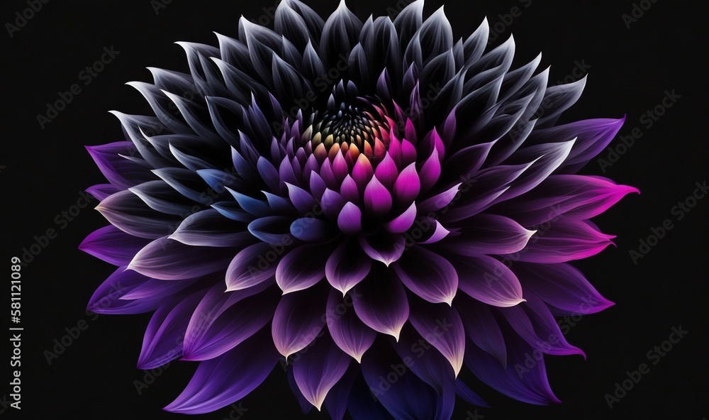  a purple flower with a black background is seen in this image of a large flower with purple petals 
