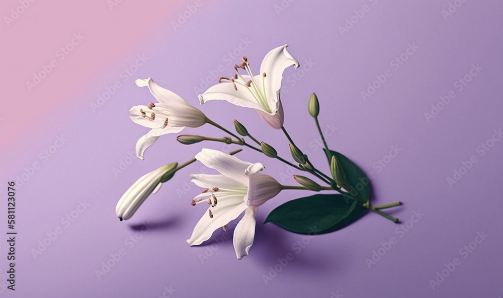  a bouquet of white flowers on a purple background with a pink and purple background with a pink and