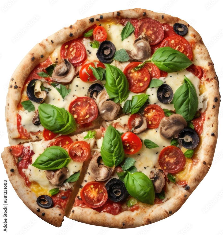 Hot Italian Pizza. Illustration Generative AI.