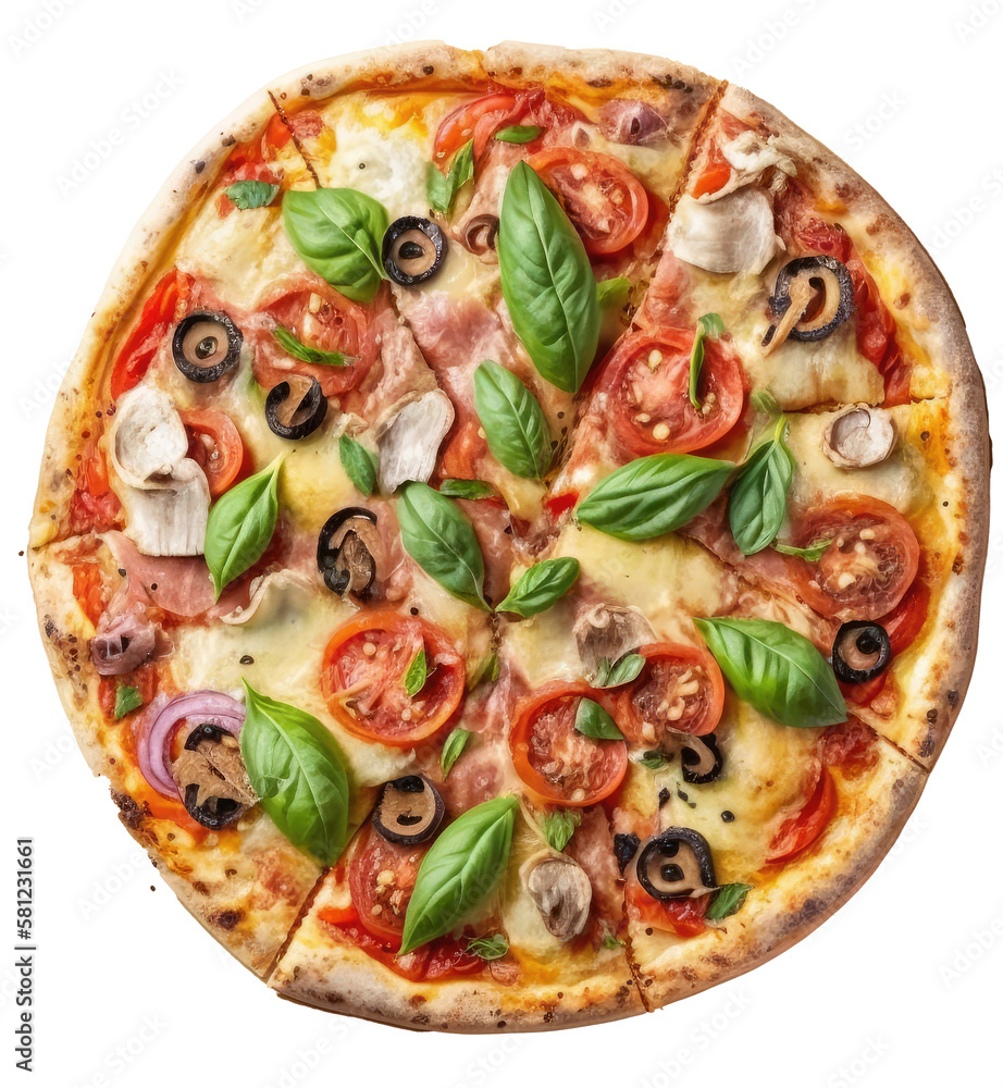 Hot Italian Pizza. Illustration Generative AI.