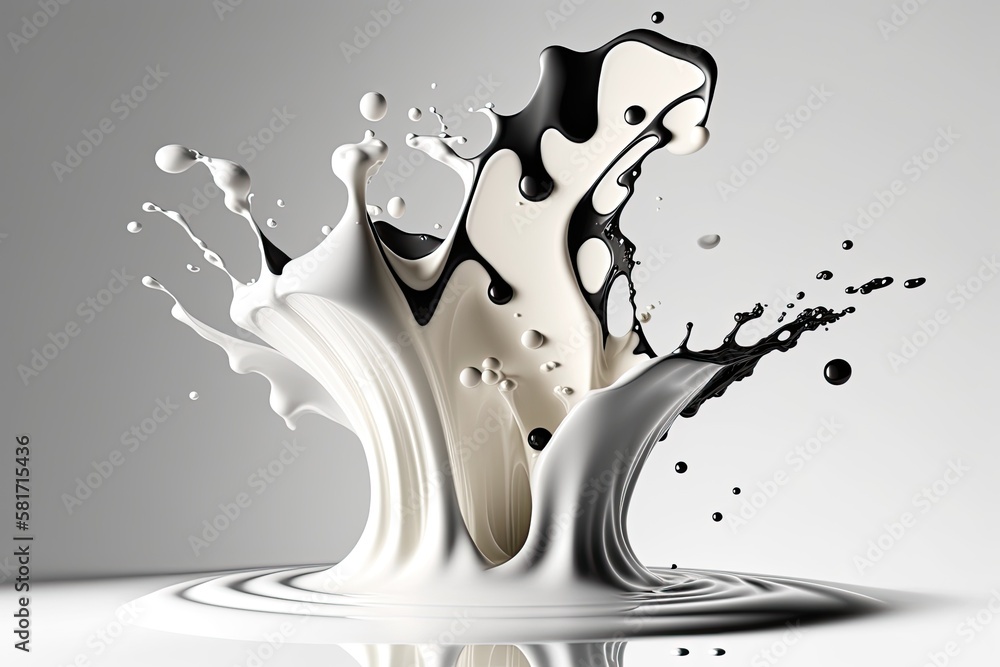 Splash of milk being poured on a white background. Generative AI