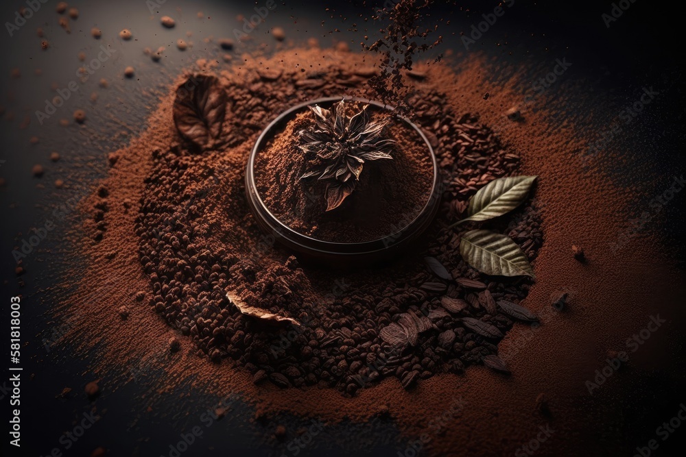 coffee grounds and coffee beans. Generative AI