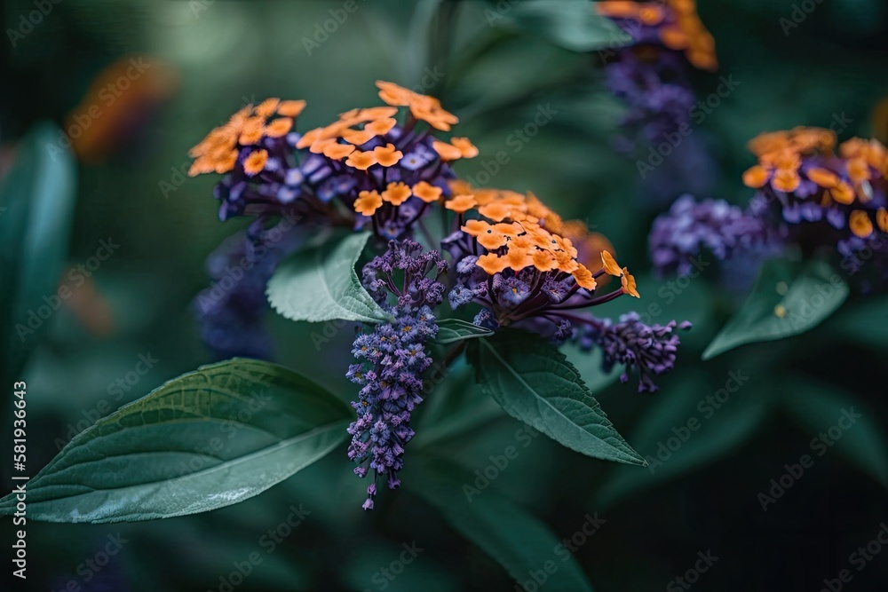 Selective focus of violet blue flower Summer lilac (Vlinderstruik) Buddleja davidii, Butterfly bush 