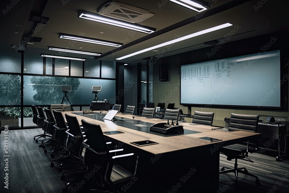 Business data information projector board in conference room, meeting room, boardroom, Classroom, Of