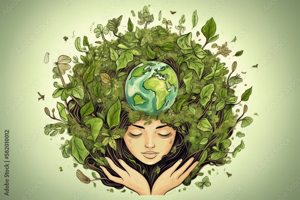 Earth that is environmentally friendly. cherish nature taking care of nature. Symbolic illustration 