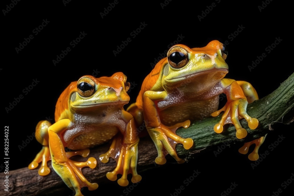 Flying frogs and tree frogs. Generative AI