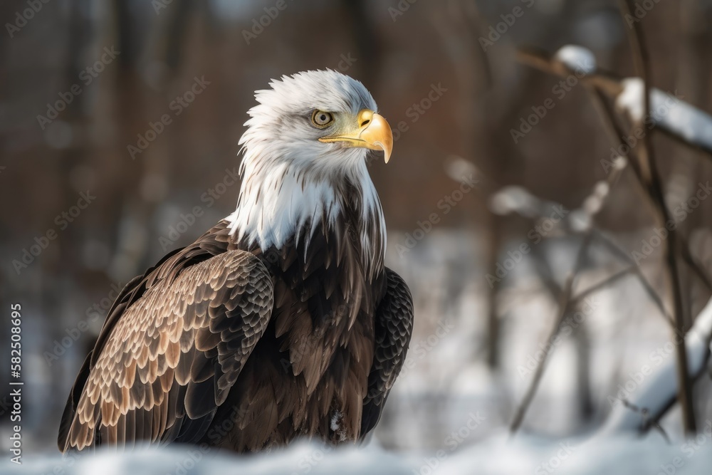Eagle, Wild bird, White tailed in Hokkaido, Noshi peninsula. Generative AI