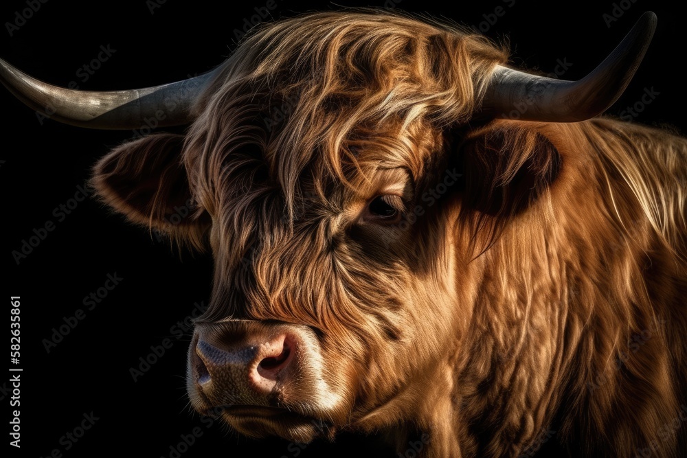 isolated bull the highlander cow Scotland bull the highlander cow. Generative AI