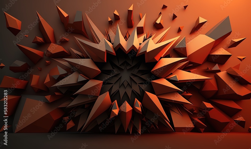  an abstract image of an orange and black object with a black center piece in the middle of the imag