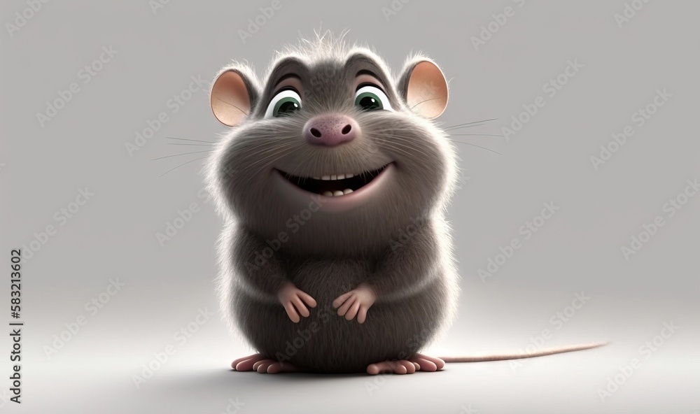  a cartoon mouse with a big smile on its face and a big smile on its face, sitting on the ground, wi