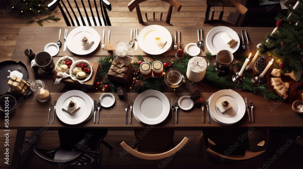 Family Holiday Dinner. Illustration Generative AI