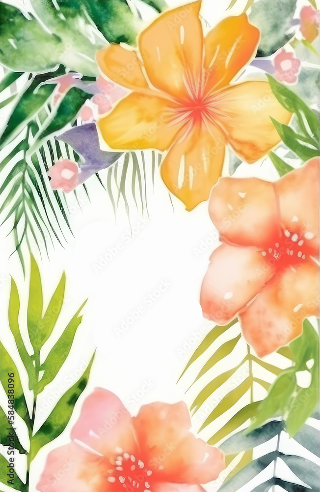 Summer painted card. Illustration AI Generative